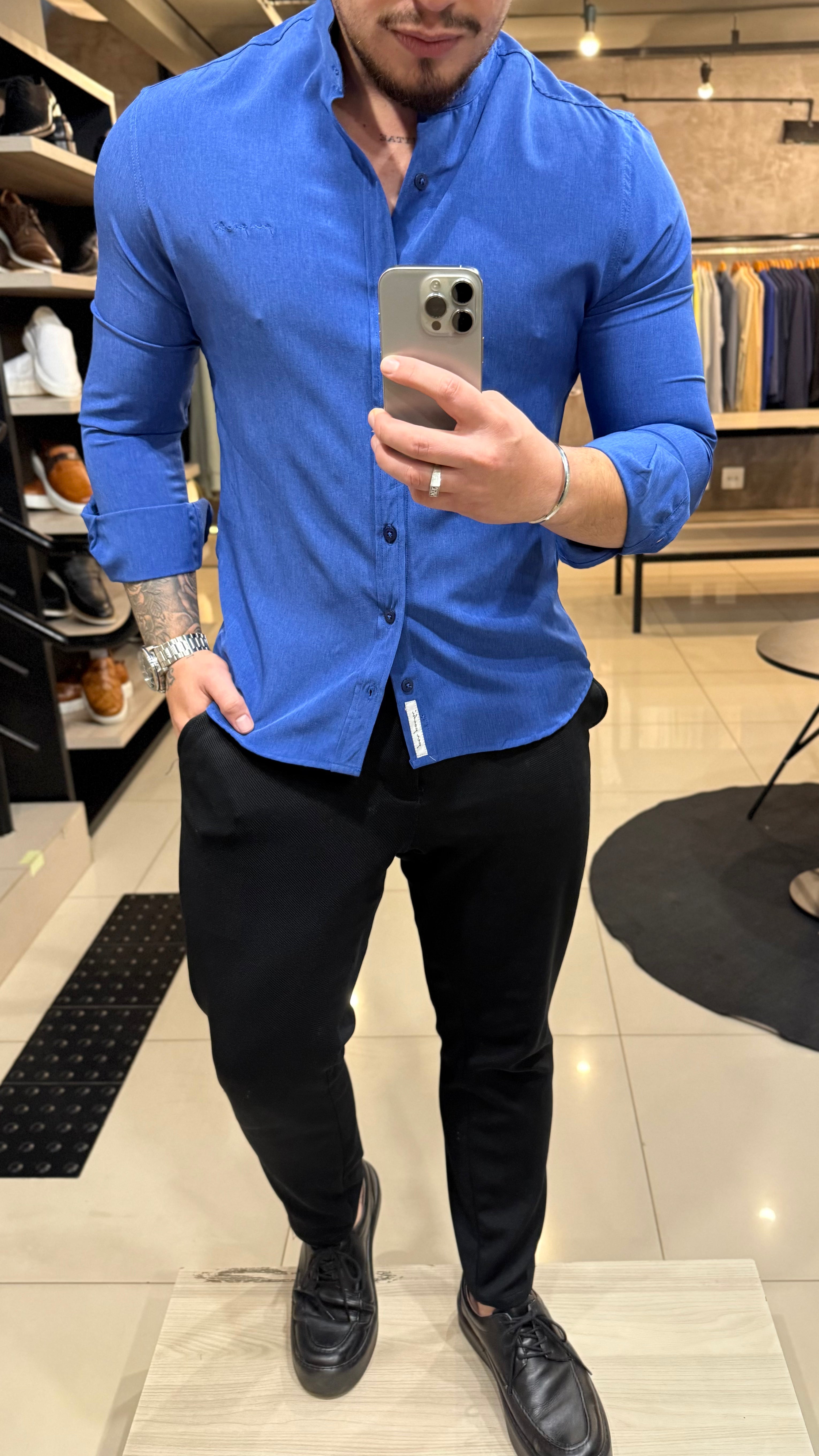 Camiseta Social Linho Gola padre