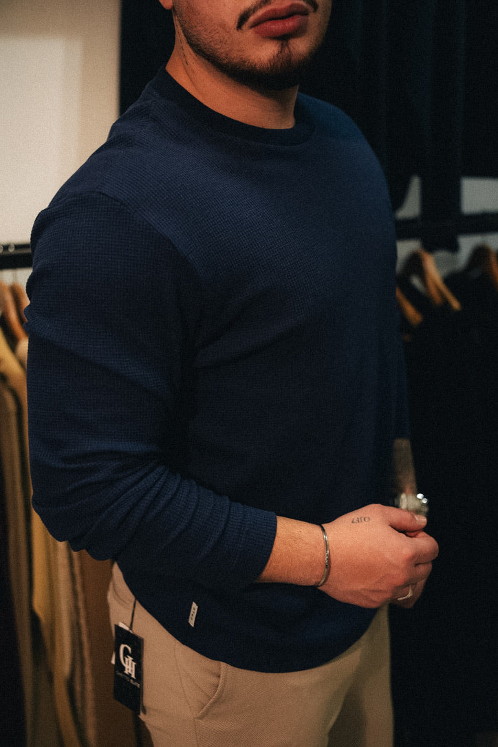 Suéter Casual Liso Azul Marinho
